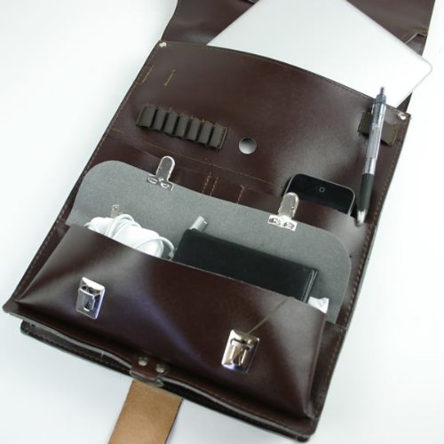 New Vintage Brown Leather Hungarian army communist document case map shoulder bag carrier military soviet era