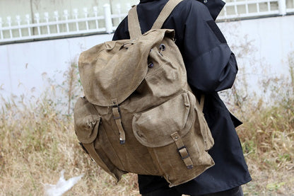 Vintage Italian army rucksack backpack day pack  ruck sack shoulder bag canvas military