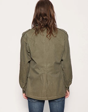 Vintage Italian Army field jacket olive khaki military elasticated waist