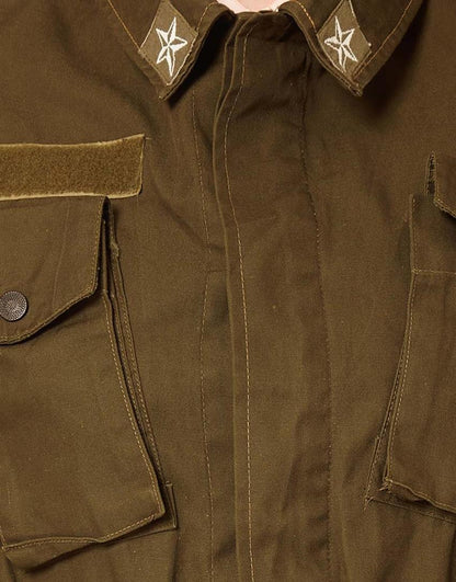 Women's vintage 1970s Italian army jacket military f2 retro khaki coat olive elasticated waist