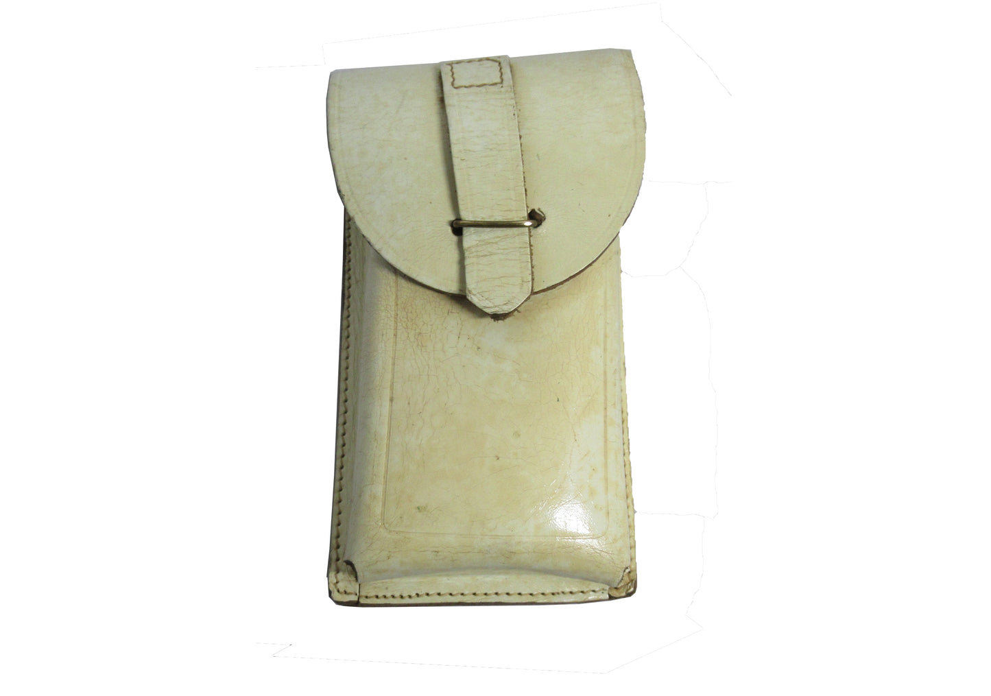 Vintage Italian army white leather magazine pouch ammo belt military ammunition 1960s long