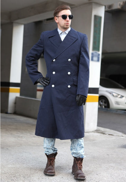 Vintage 1990s Double breasted German Luftwaffe Air Force Gaberdine Trenchcoat Greatcoat trench military overcoat coat