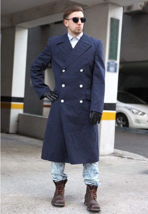 Vintage 1990s Double breasted German Luftwaffe Air Force Gaberdine Trenchcoat Greatcoat trench military overcoat coat