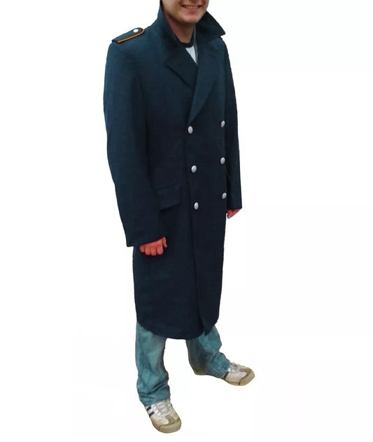 Vintage 1990s Double breasted German Luftwaffe Air Force Gaberdine Trenchcoat Greatcoat trench military overcoat coat epulettes