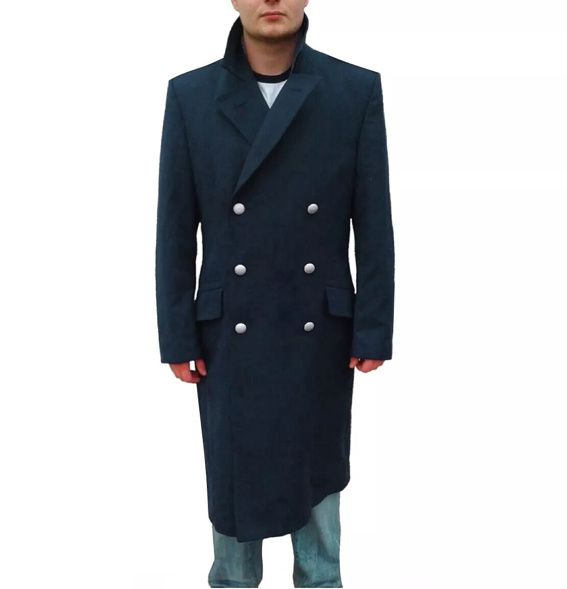 Vintage 1990s Double breasted German Luftwaffe Air Force Gaberdine Trenchcoat Greatcoat trench military overcoat coat epulettes
