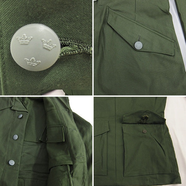 New Vintage 1960s 1970s Swedish Army jacket M59 military coat combat field green unissued olive