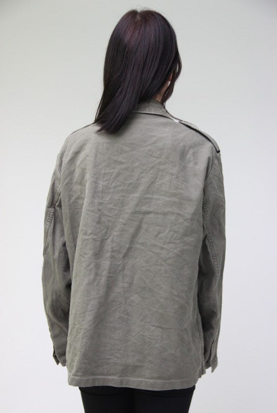 vintage German army field moleskin shirt jacket coat fieldshirt olive khaki military oversized, new type 1985-1991 women