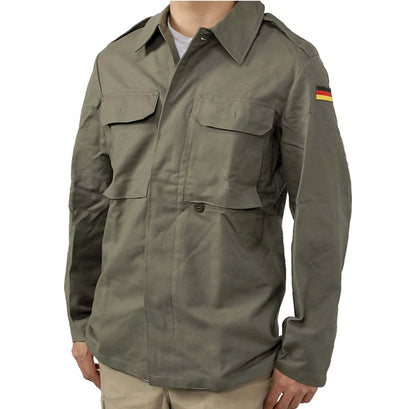 New Unissued German army moleskin shirt jacket coat fieldshirt olive khaki military, new type, 1985-1991