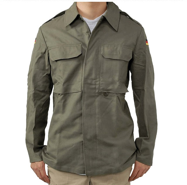 New Unissued German army moleskin shirt jacket coat fieldshirt olive khaki military, new type, 1985-1991
