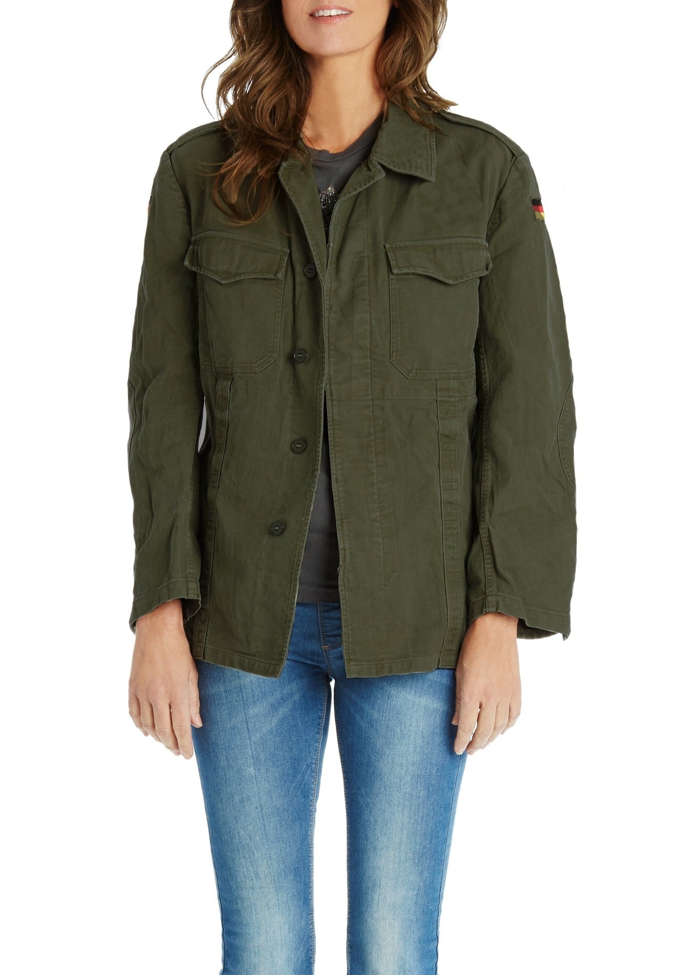 New Unissued German army field moleskin shirt jacket coat fieldshirt olive khaki military oversized, old type 1968-1985 women