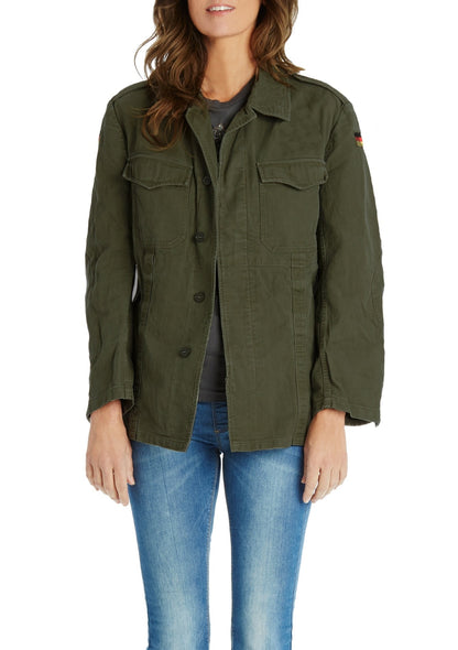 New Unissued German army field moleskin shirt jacket coat fieldshirt olive khaki military oversized, old type 1968-1985 women