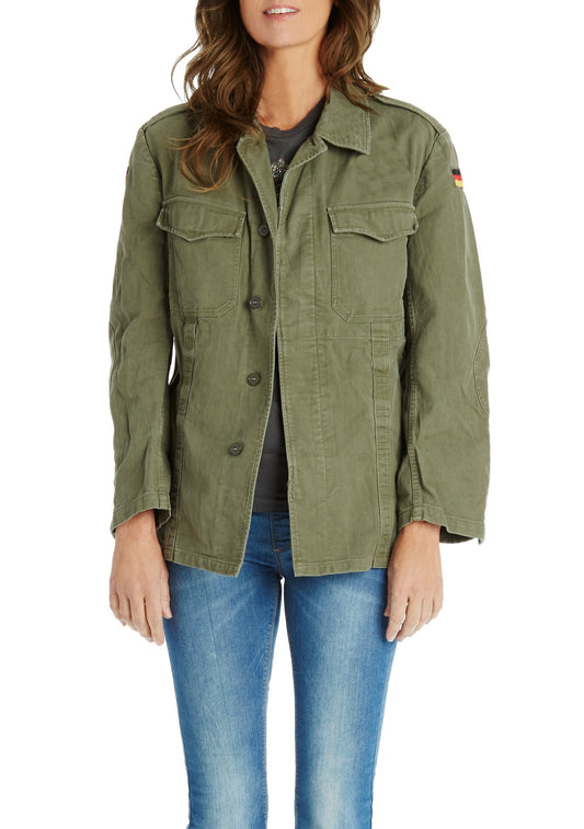 vintage womens German army field moleskin shirt jacket coat fieldshirt olive khaki military oversized, old type 1968-1985
