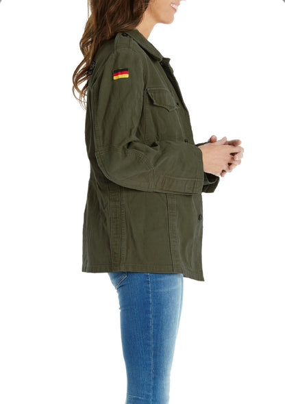 New Unissued German army field moleskin shirt jacket coat fieldshirt olive khaki military oversized, old type 1968-1985 women