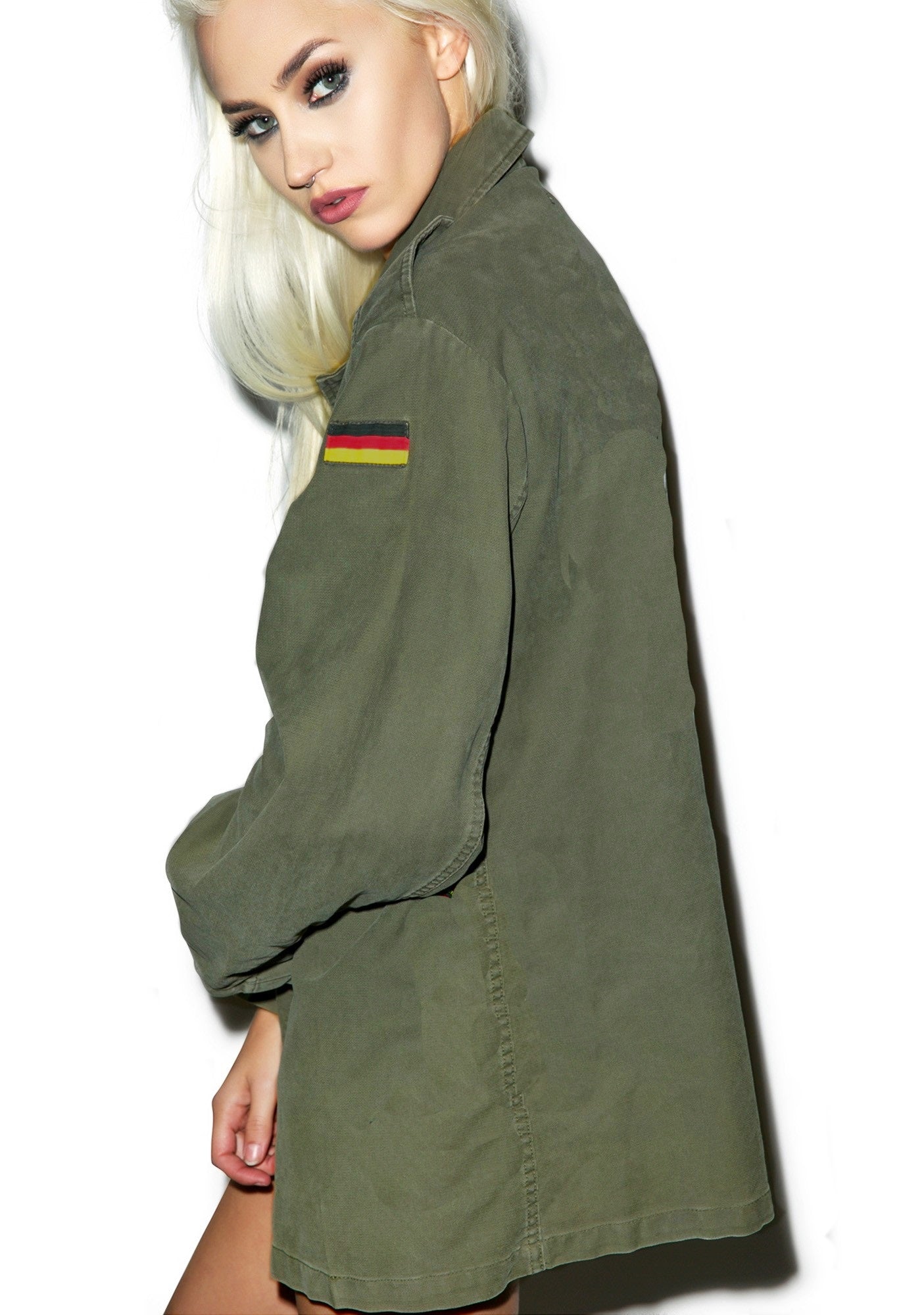 New Unissued German army field moleskin shirt jacket coat fieldshirt olive khaki military oversized, new type 1985-1991 women