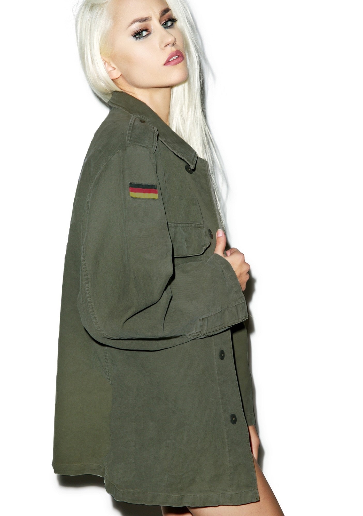 New Unissued German army field moleskin shirt jacket coat fieldshirt olive khaki military oversized, new type 1985-1991 women