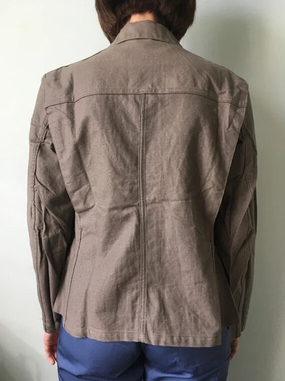 New 1960s Vintage Women's Swedish army cotton blouse shirt military denim grey deadstock