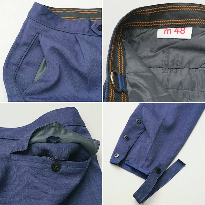 Unissued Vintage East German women's blue dress breeches trousers pants communist NVA DDR GDR military bottoms Soviet Era jodhpurs riding
