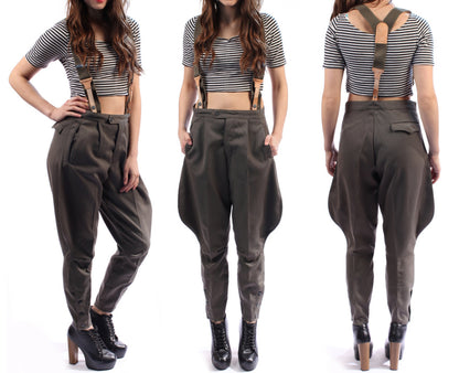 Unissued Vintage East German women's Grey dress breeches trousers pants communist NVA DDR GDR military bottoms Soviet Era jodhpurs riding