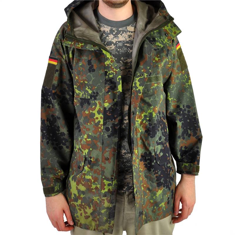 Authentic German Army Goretex  waterproof Parka military coat jacket Bundeswehr camouflage raincoat rain gear camo flecktarn