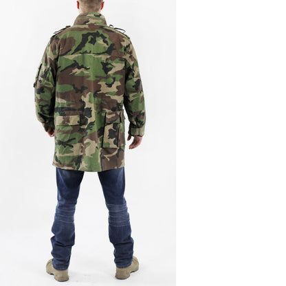 Vintage Slovakian Army Woodland Camo Parka military coat jacket camouflage 1990s