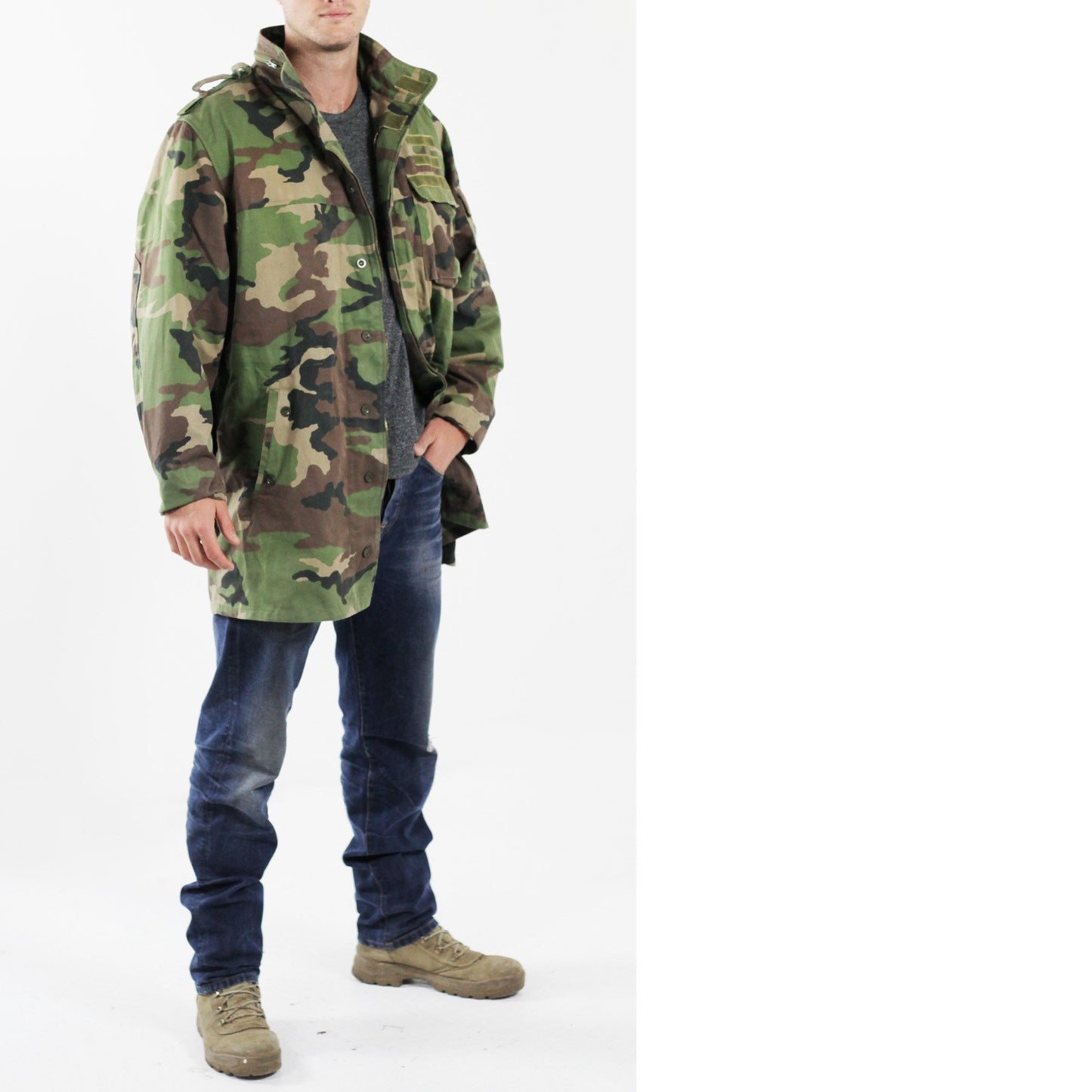 Vintage Slovakian Army Woodland Camo Parka military coat jacket camouflage 1990s
