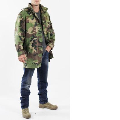 Vintage Slovakian Army Woodland Camo Parka military coat jacket camouflage 1990s