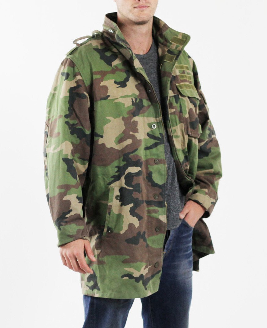 Vintage Slovakian Army Woodland Camo Parka military coat jacket camouflage 1990s