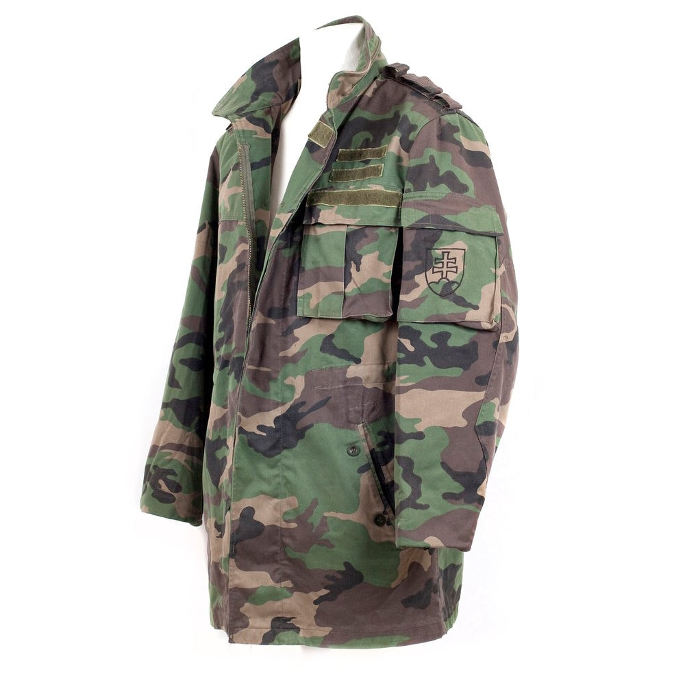 Vintage Slovakian Army Woodland Camo Parka military coat jacket camouflage 1990s
