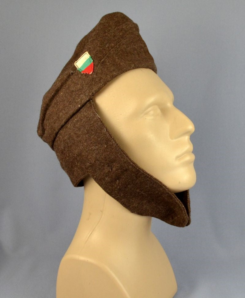 Vintage Soviet Era Bulgarian military wool pilotka cap hat winter communist socialist chapka ushanka side