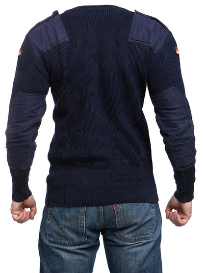vintage German army navy wool jumper pullover sweatshirt military stretchy Bundeswehr sweater pulli