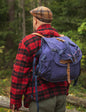 vintage Soviet Era Romanian army blue canvas backpack rucksack bag Communist leather straps webbing