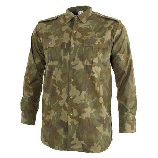 Vintage 1990s Romanian army M90 shirt fieldshirt camo camouflage leaf military fieldshirt