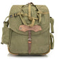 Vintage Romanian army canvas backpack rucksack bag Communist Soviet Era leather straps webbing