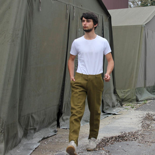 Vintage Soviet Era Romanian Army Wool Trousers Communist Pants Military Khaki stirrups
