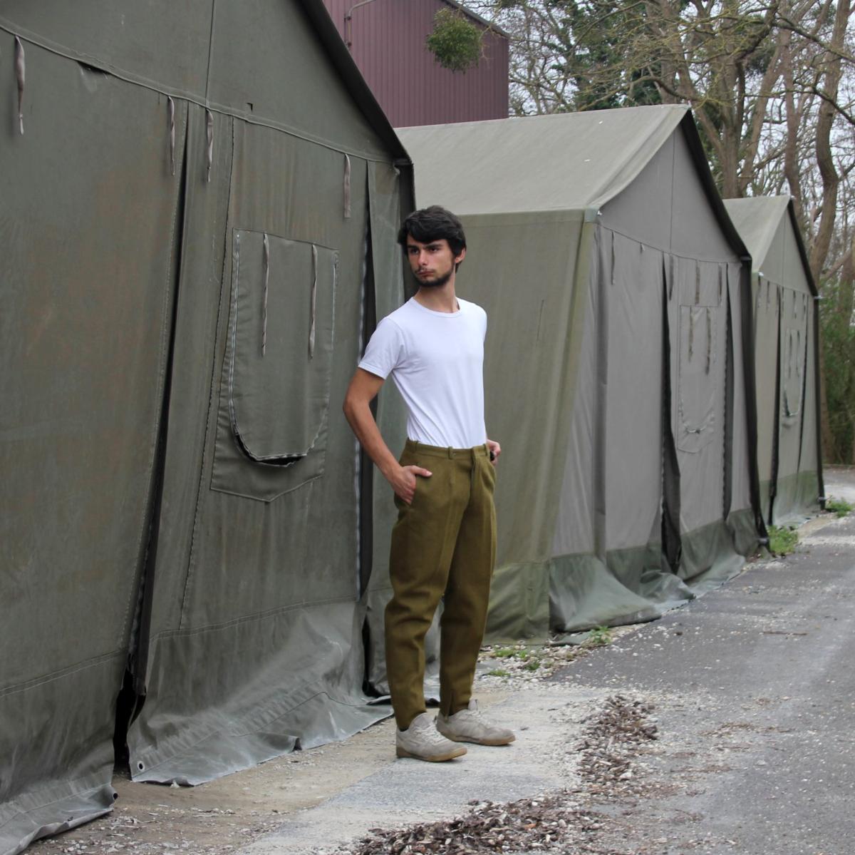 Vintage Soviet Era Romanian Army Wool Trousers Communist Pants Military Khaki stirrups