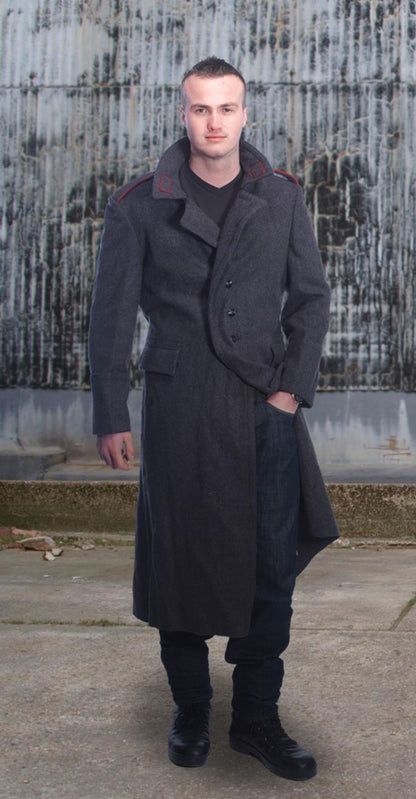 Vintage Soviet Era Bulgarian wool  winter Army Trenchcoat Greatcoat Communist trench coat overcoat
