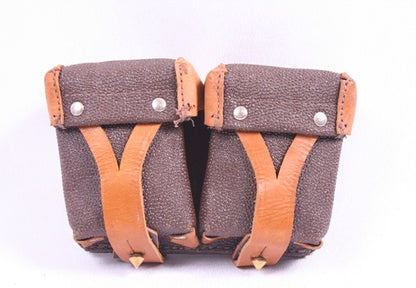 Vintage Soviet army leather ammo double belt pouch military ammunition communist USSR CCCP Union Russian