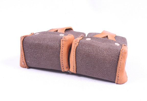 Vintage Soviet army leather ammo double belt pouch military ammunition communist USSR CCCP Union Russian