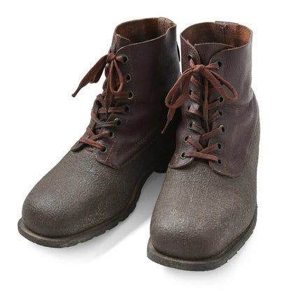 Vintage 1960s Swedish army work boots Brown leather shoes military rubber reds
