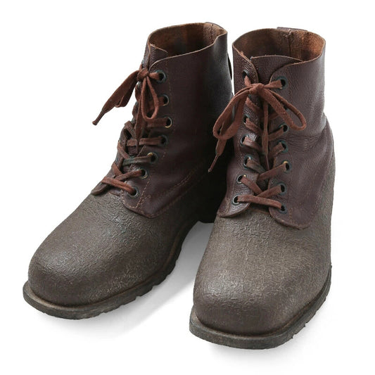 Vintage 1960s Swedish army work boots Brown leather shoes military rubber reds