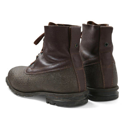 Vintage 1960s Swedish army work boots Brown leather shoes military rubber reds