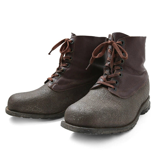 Vintage 1960s Swedish army work boots Brown leather shoes military rubber reds