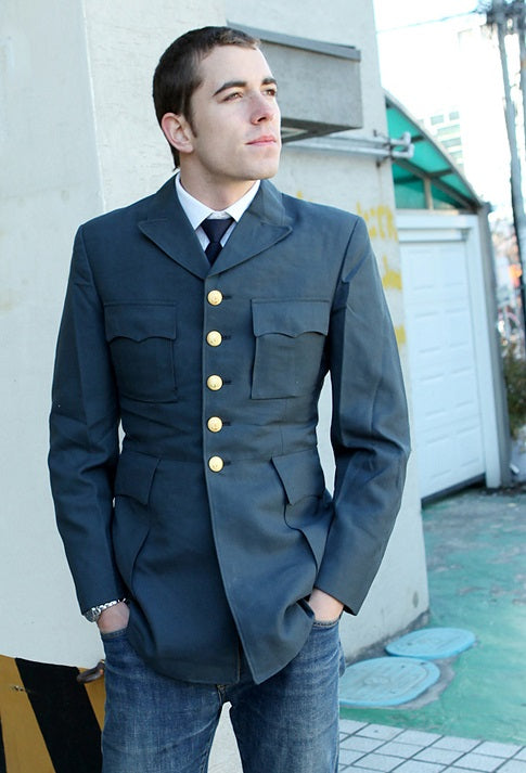 New Vintage 1960s Swedish Navy Army Blue Dress Jacket Military Blazer marine Parade