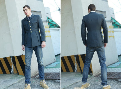 Vintage 1960s Swedish Navy Army Blue Dress Jacket Military Blazer marine Parade