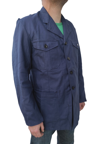 New vintage 1940s 1950s Swedish Army blue denim work jacket coat chore military