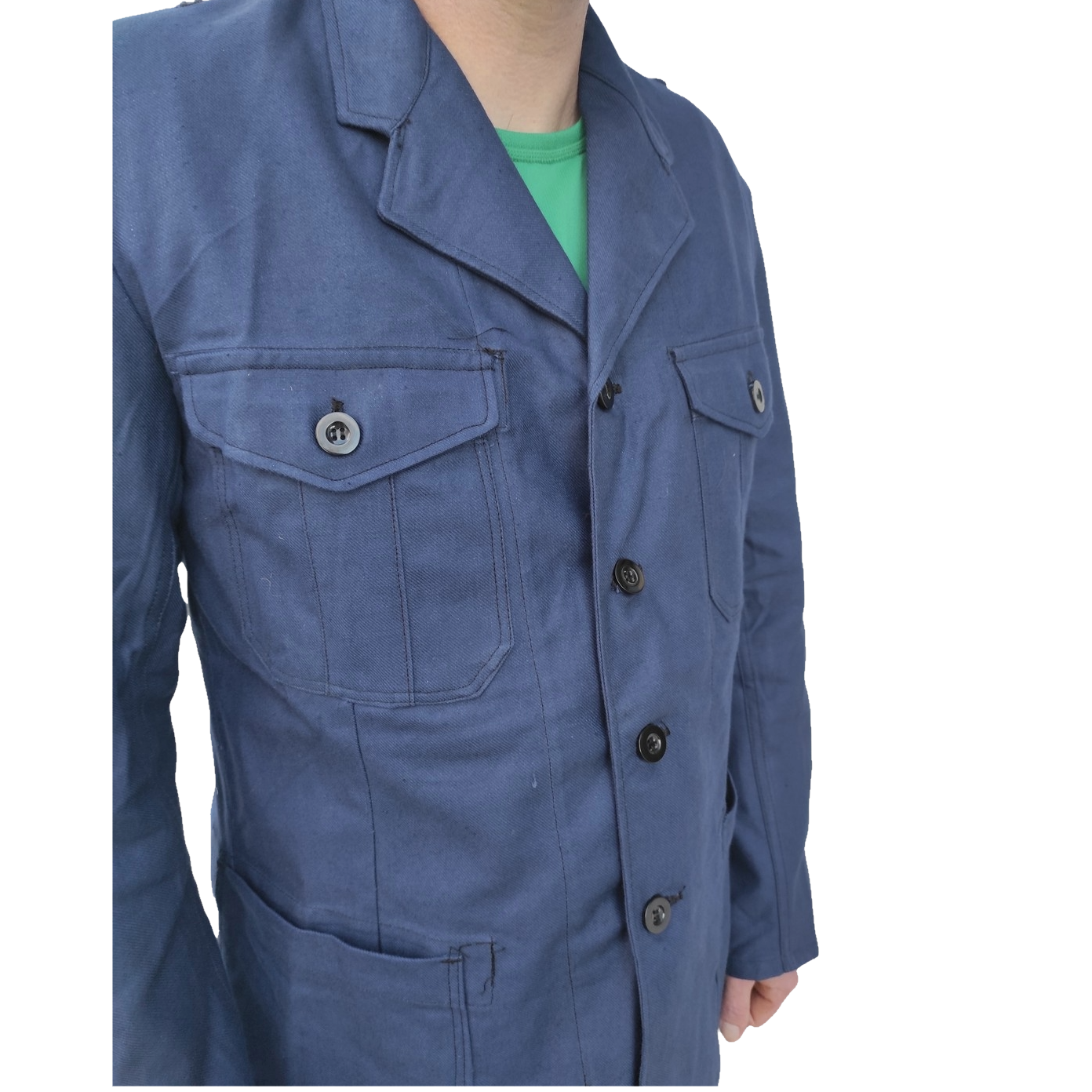 New vintage 1940s 1950s Swedish Army blue denim work jacket coat chore military