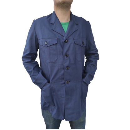 New vintage 1940s 1950s Swedish Army blue denim work jacket coat chore military