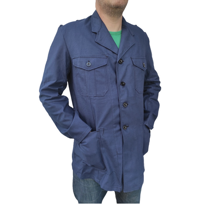 New vintage 1940s 1950s Swedish Army blue denim work jacket coat chore military