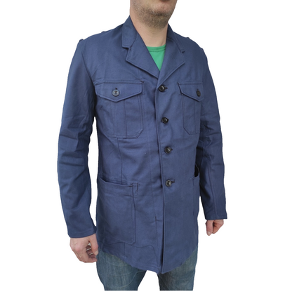 New vintage 1940s 1950s Swedish Army blue denim work jacket coat chore military