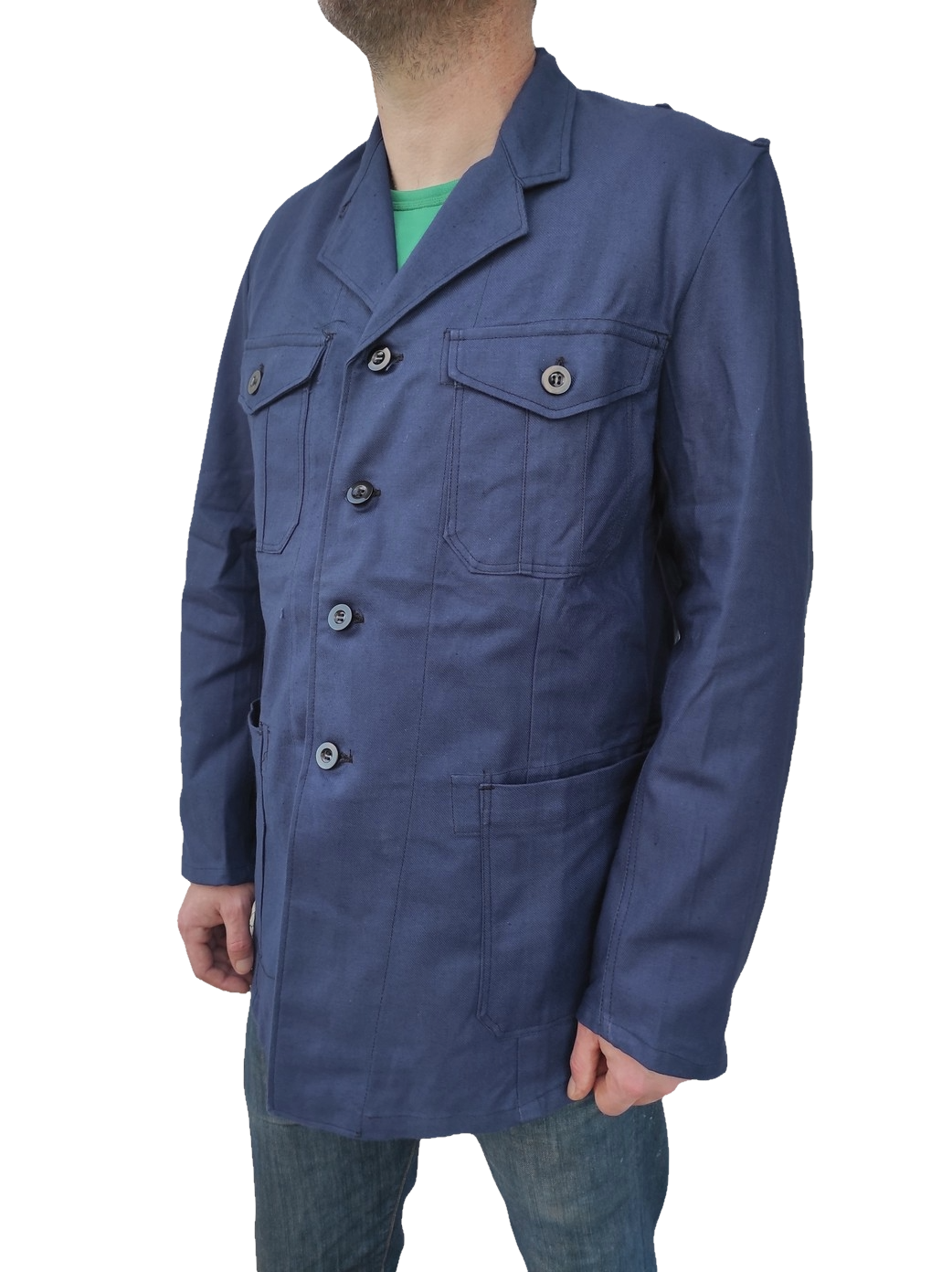 New vintage 1940s 1950s Swedish Army blue denim work jacket coat chore military